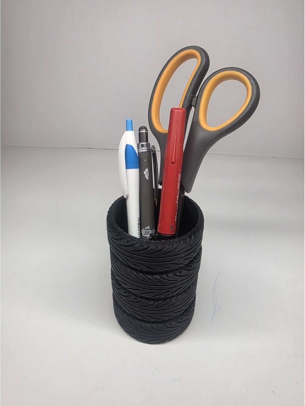 Desk Organizer Pen and Pencil Holder shaped like a Stack of Tires Great Gift